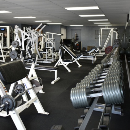 spacious weight room at albuquerque gym with free weights