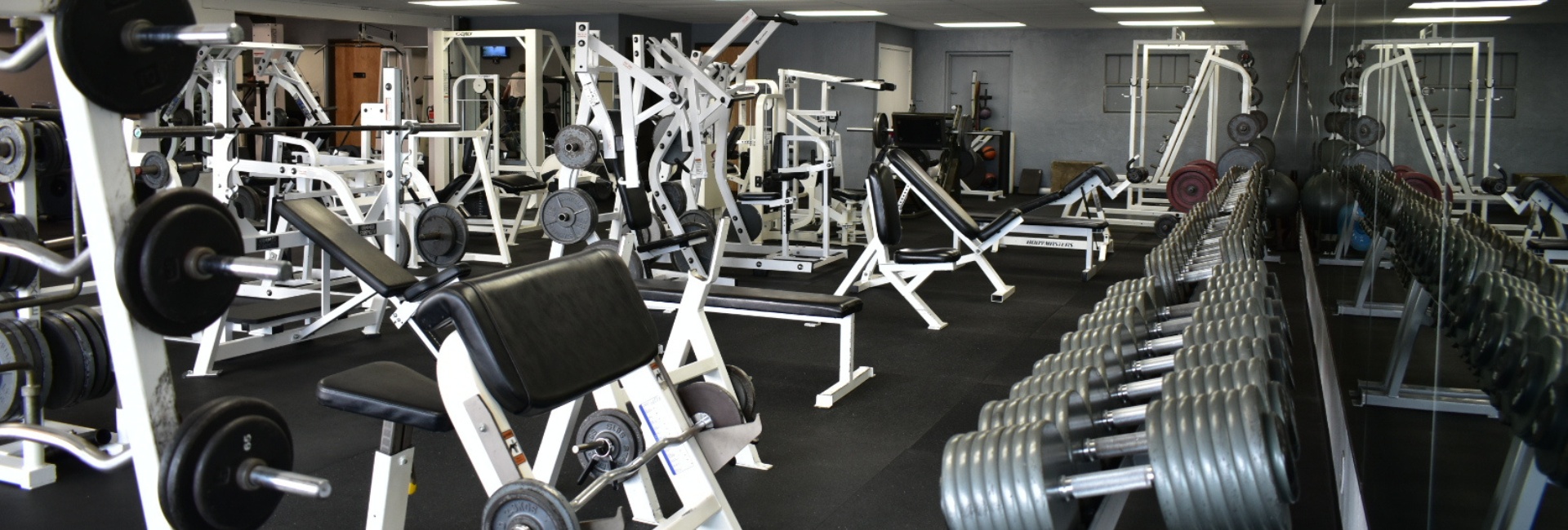 spacious weight room at albuquerque gym with free weights